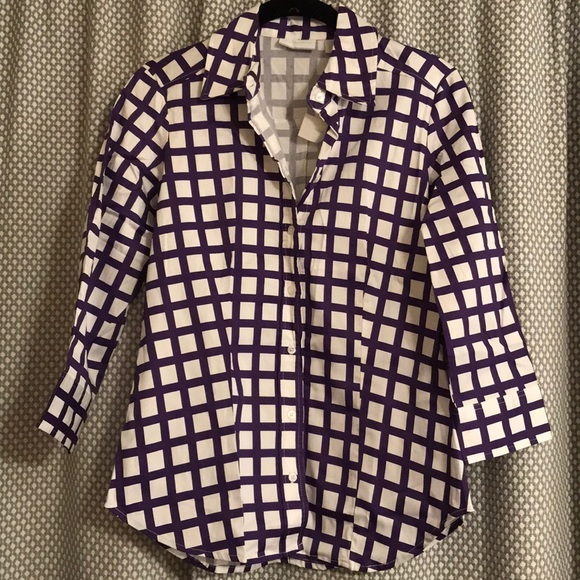 New York & Company Tops - Fun purple and white shirt NWT size XS